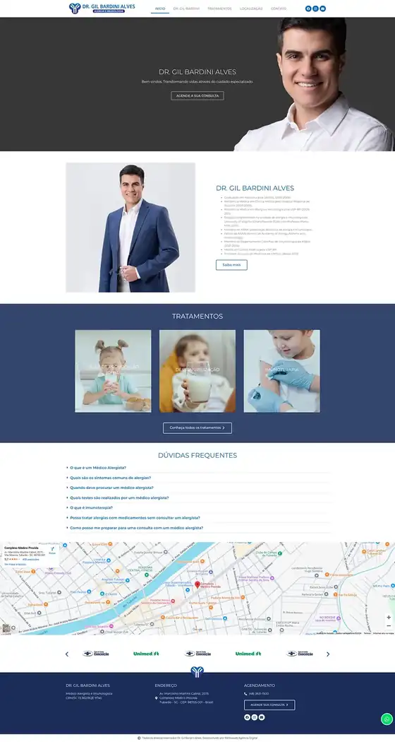 Captura do site Dr. Gil Bardini Alves, desenvolvido pela Palmaweb