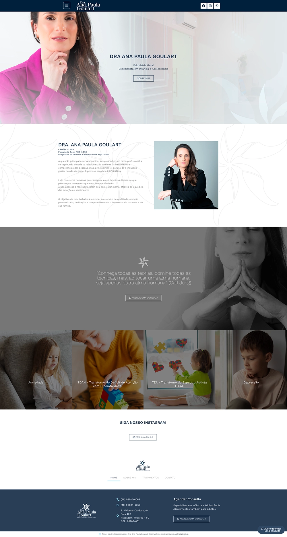 Captura do site Dra. Ana Paula Goulart, desenvolvido pela Palmaweb