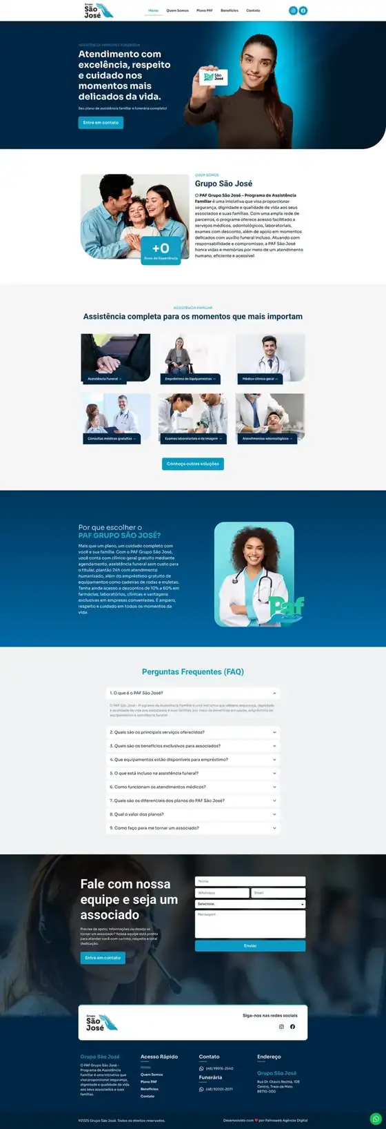 Captura do site Grupo São José, desenvolvido pela Palmaweb