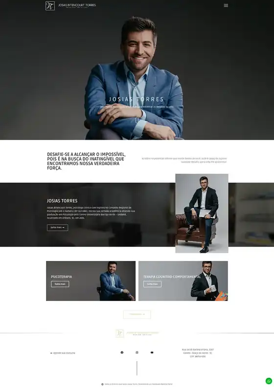 Captura do site Josias Torres, desenvolvido pela Palmaweb