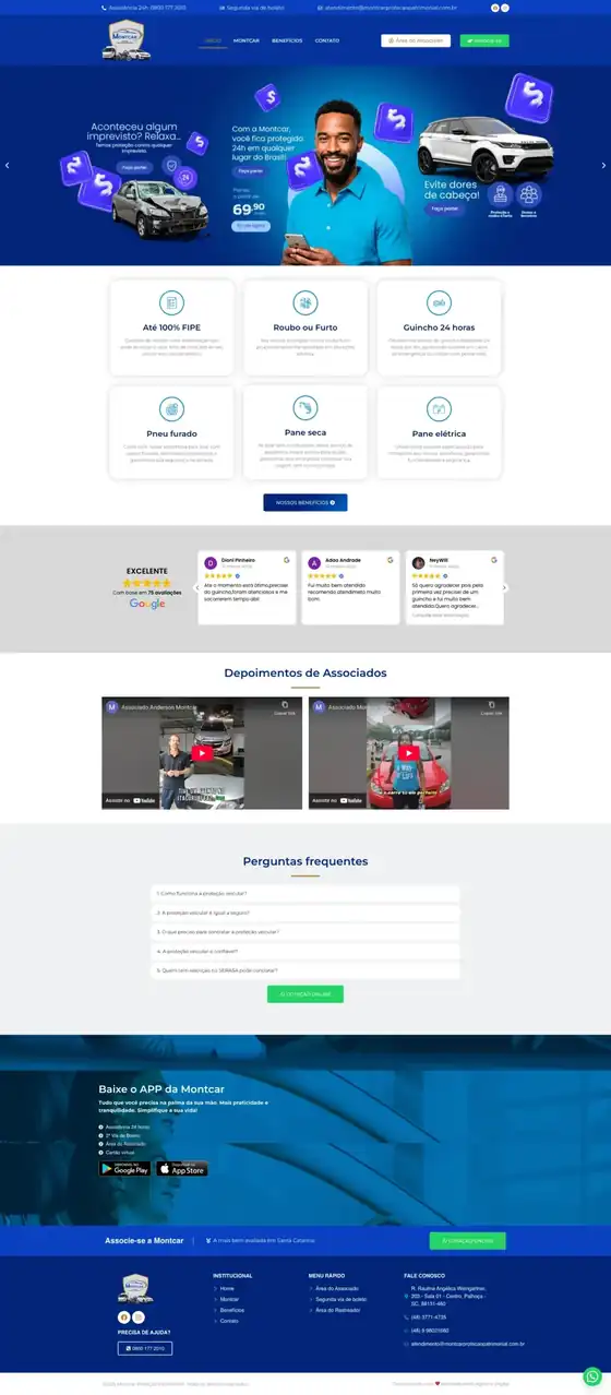 Captura do site Montcar, desenvolvido pela Palmaweb