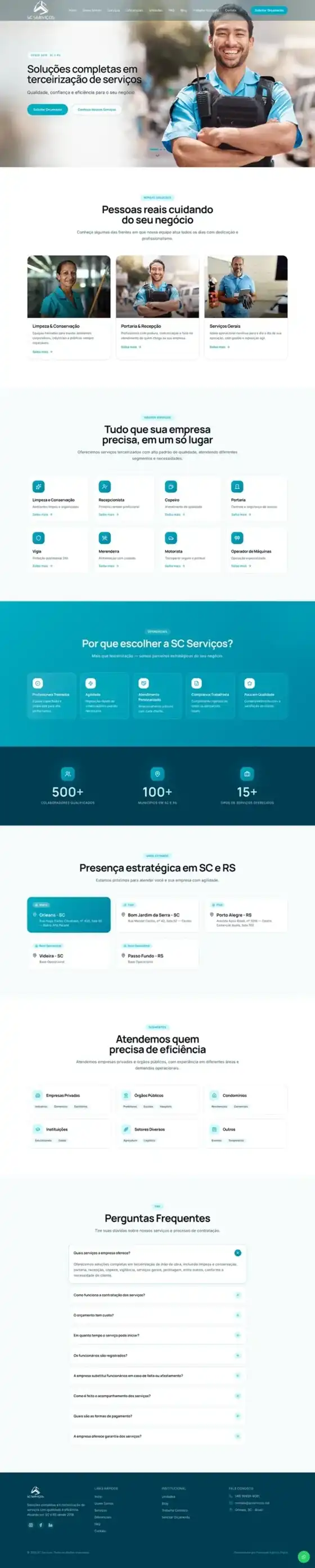 Captura do site SC Serviços, desenvolvido pela Palmaweb