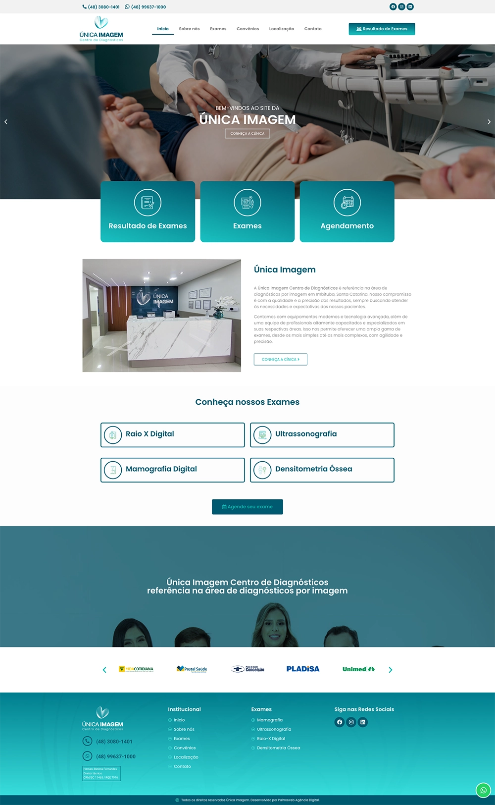 Captura do site Única Imagem, desenvolvido pela Palmaweb