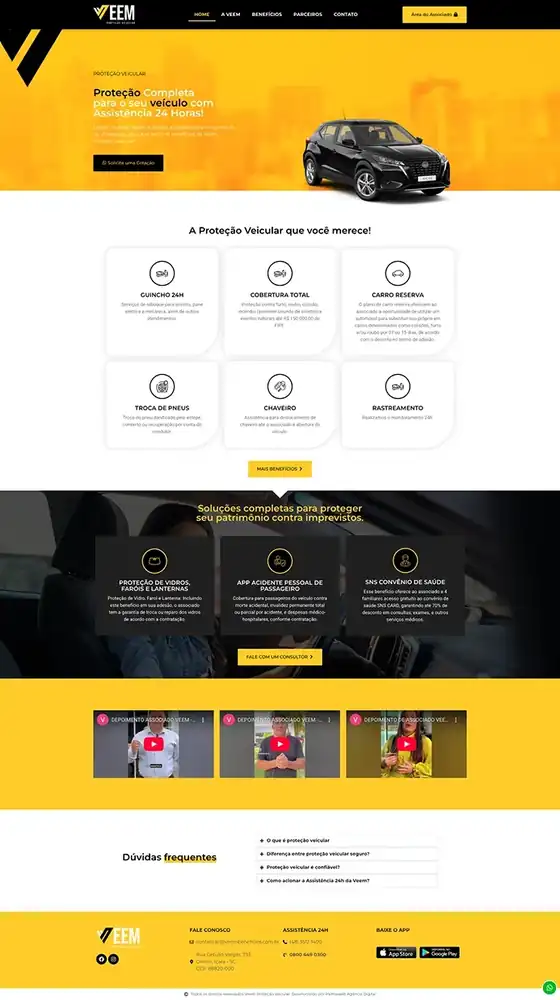 Captura do site Veem Proteção Veicular, desenvolvido pela Palmaweb